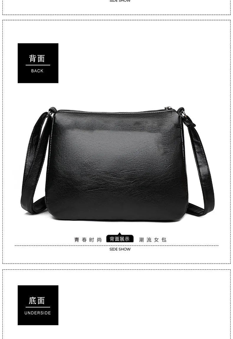 Women Mother Bag Middle-aged Elderly Shoulder Messenger Crossbody Bag Purses Handbags Bolsa 3 Zippers Luxury Design
