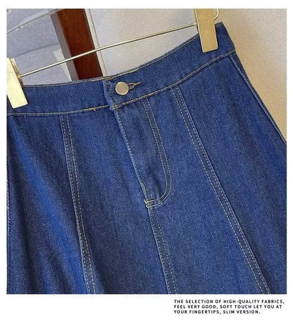 Denim Skirt For Women 2025 New High Waisted A-line Umbrella Skirt Versatile  Spring  Summer Elastic Waist Long Jean Skirt