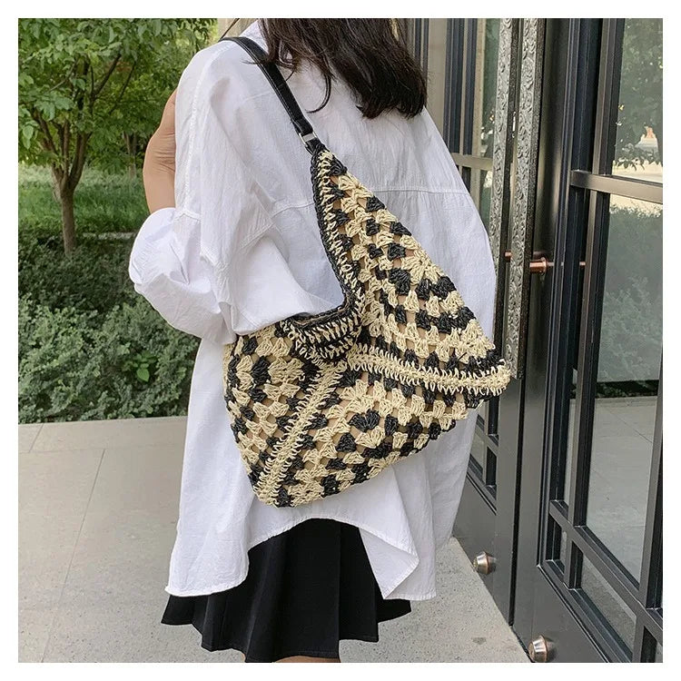 Women Weaving Clutches knit bag Large Portable Shoulder Bag Summer Beach Purses Shopper Satchel Female Tote Bags Handbags