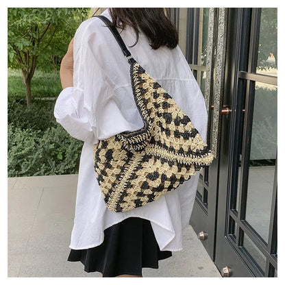 Women Weaving Clutches knit bag Large Portable Shoulder Bag Summer Beach Purses Shopper Satchel Female Tote Bags Handbags