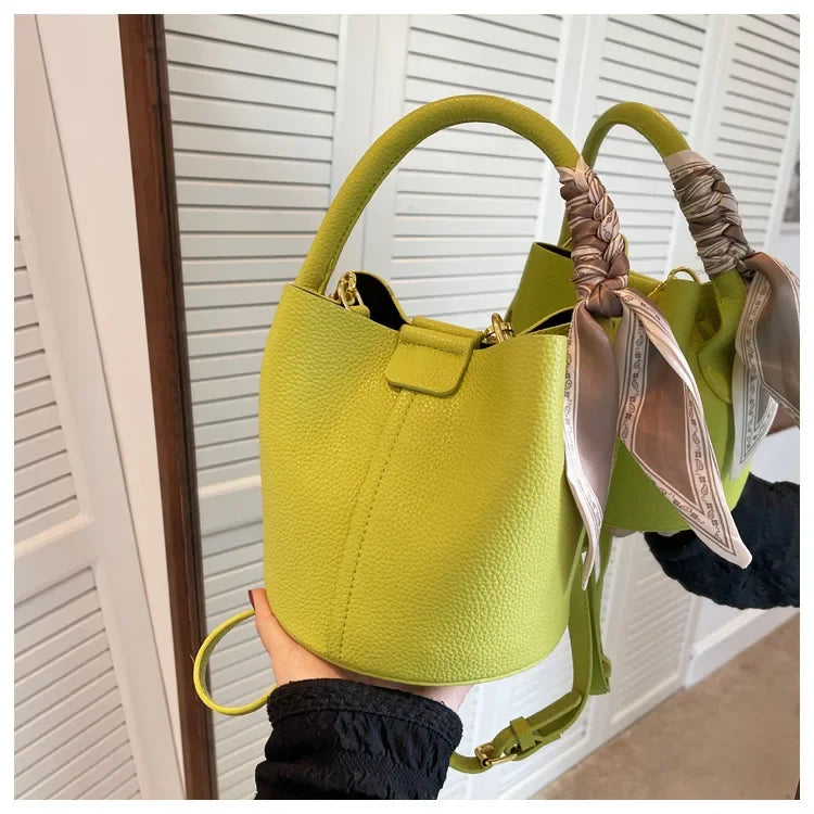Fashion Women Crossbody Bags Autumn Winter Shoulder Bags Luxury Brand Design Bucket Bag Ladies PU Leather Portable Hand Bags