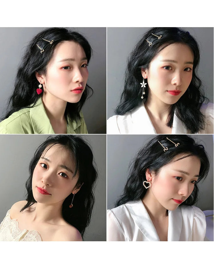 Korean Style Clip on Earrings No Pierced Earrings Women's Party Birthday Fashion Flower Heart Cute Cuff Earrings Ear Clip Gift