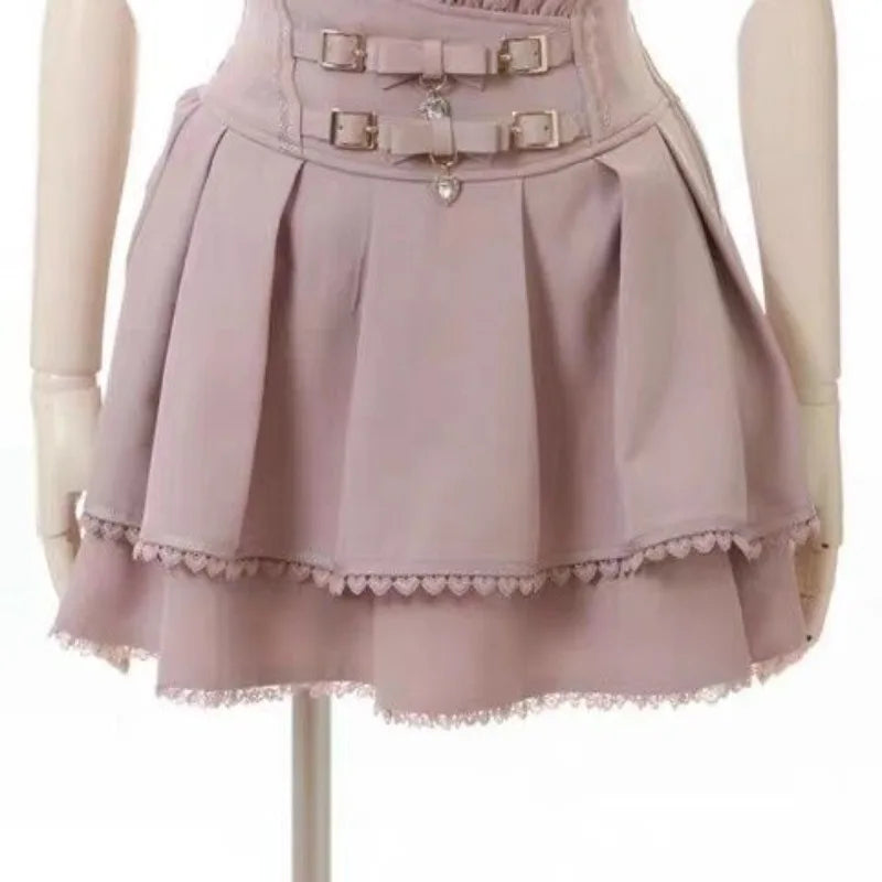 Japanese Skirts for Women High Waist A-line Ruffles Jupe Fashion Summer Saia 2025 Faldas Mujer De Moda Sweet Y2k Mini Skirt