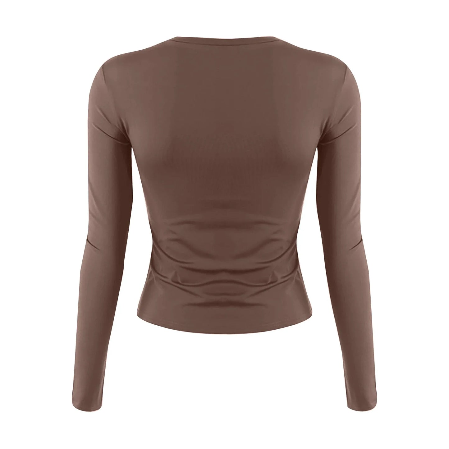 Women's Fashion Solid Colour Round Neck Long Sleeve T-Shirt Top Tops for Women Womens Tops and Blouses Trendy Womens Summer Tops