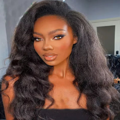 Glueless 26Inch 180%Density Black Kinky Curly 13*4*1 Lace Front Wigs For Women With Baby Hair Synthetic Fiber Daily Wear Wigs