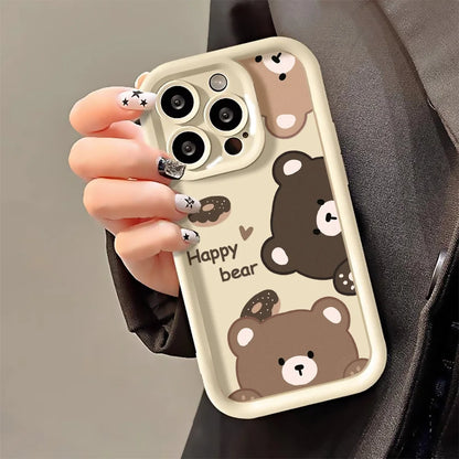 Cute Bear Phone Case For iPhone 13 Cases Iphone 11 15 Pro Max 16 14 12 XR XS X 7 8 Plus SE 15promax Soft Silicon Fundas Covers