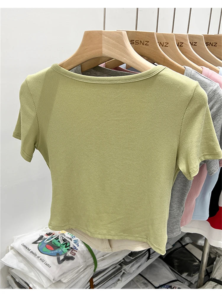 Summer Women T Shirt T-Shirt Woman Clothes Tops Tshirt Female Crop Top Tees Y2k Para Mujer Ropa De Mujer Roupas Feminina Traf