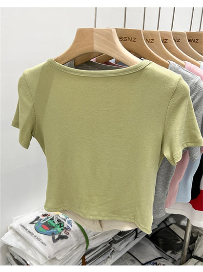 Summer Women T Shirt T-Shirt Woman Clothes Tops Tshirt Female Crop Top Tees Y2k Para Mujer Ropa De Mujer Roupas Feminina Traf