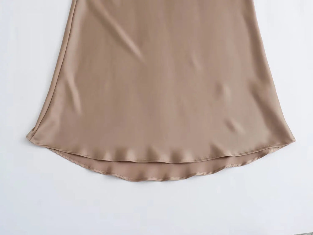 Satin Skirt Woman High Waist Elegant Long Skirts For Women Fashion Summer Midi Skirt Office Women's Skirts