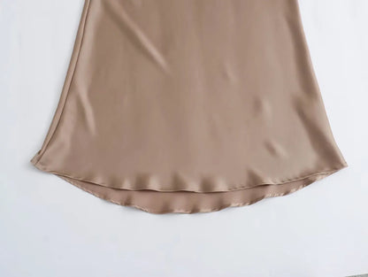 Satin Skirt Woman High Waist Elegant Long Skirts For Women Fashion Summer Midi Skirt Office Women's Skirts