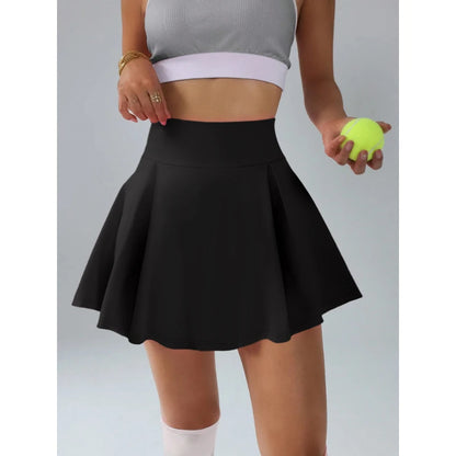 Women's Skirts Simple Fresh Style Tennis Sports Pleated Skirt Built-in Safety Pants Vibrant and Playful Solid Colour Waist  Skir