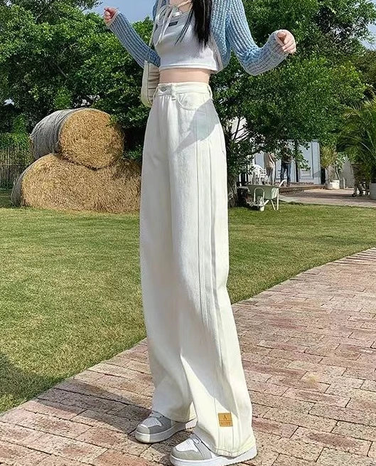 Denim Pants Woman High Waist Shot Straight Leg Trousers Jeans for Women with Pockets Office Retro Fashion Casual Luxury Designer