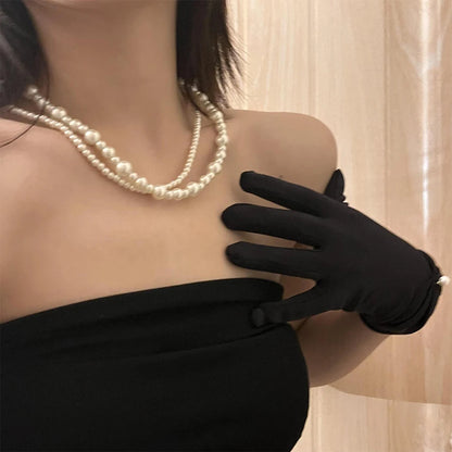 New Trendy Vintage Pearl Multi Layered Pearl Bead Necklace for Women Sweet Elegant Party Jewelry Wedding Gifts