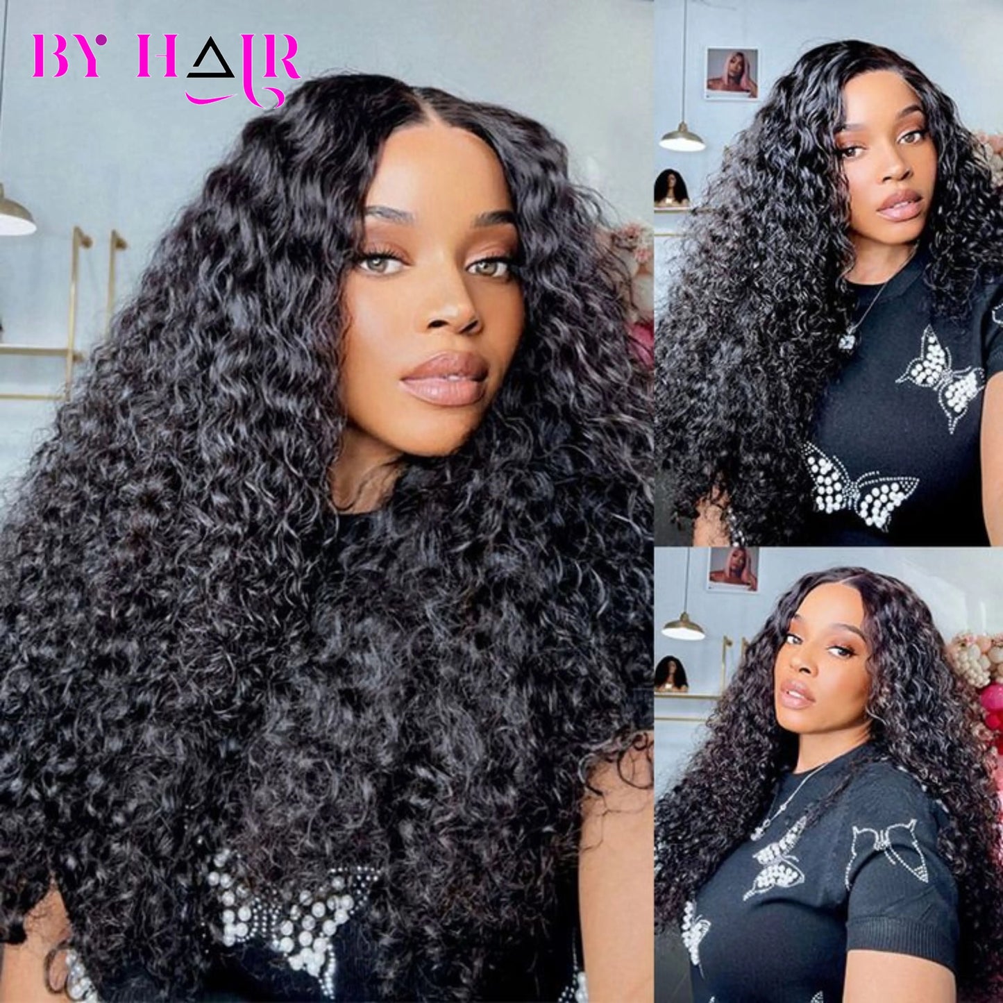 6x4 Glueless Wig Water Wave Human Hair Wigs Ready To Wear Pre-Cut Lace Glueless Curly Wigs Lace Front Human Hair Wig For Women