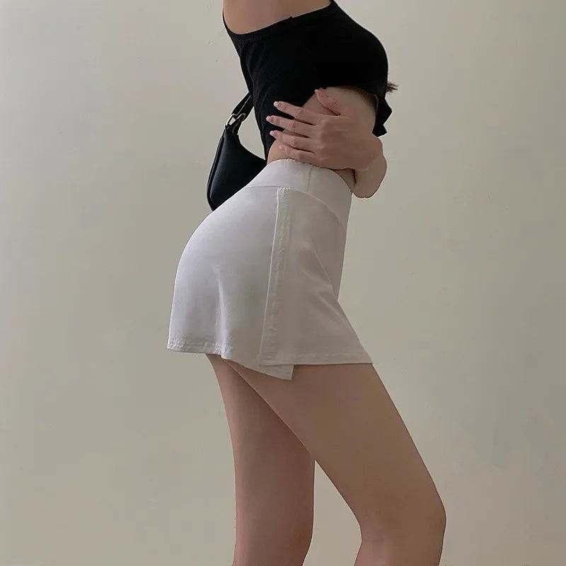 Tennis Skirt Women High Waist Sexy Girl Tight Bag Hip Short Skirt Summer Sports Culottes split A-line Mini skirt Y2K