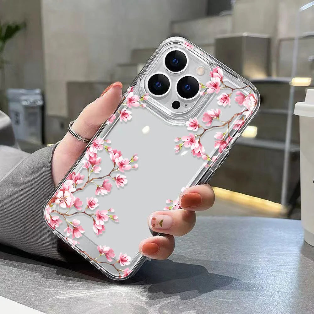 Flower Case For iPhone 11 Cases iPhone 15 12 13 14 16 Pro Max X XR XS Max 14 15 Plus 16Pro iPhone16 Clear Shockproof Cover Funda