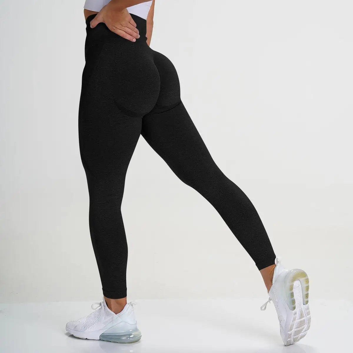 Seamless Yoga Pants Women's Fitness High Waisted Hip Pants Moisture Transferring Exercise Pants Ladies Sexy Hip Showing Solid