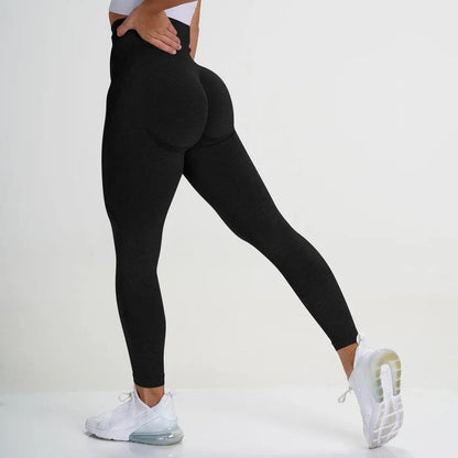 Seamless Yoga Pants Women's Fitness High Waisted Hip Pants Moisture Transferring Exercise Pants Ladies Sexy Hip Showing Solid
