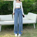 Denim Pants Woman High Waist Shot Straight Leg Trousers Jeans for Women with Pockets Office Retro Fashion Casual Luxury Designer