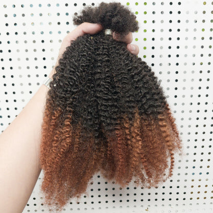 Human Hair No Weft 4C Afro Kinky Curly Virgin Brazilian Human Hair Extensions Weave Bundles Weaving for African Black Women 16"