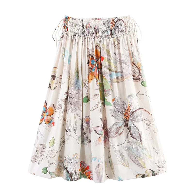 Skirts Summer Women's 2025 New Chic Printed High Waist Skirts Women's Summer Street Elegant Youth Holiday Skirt