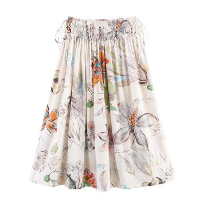 Skirts Summer Women's 2025 New Chic Printed High Waist Skirts Women's Summer Street Elegant Youth Holiday Skirt
