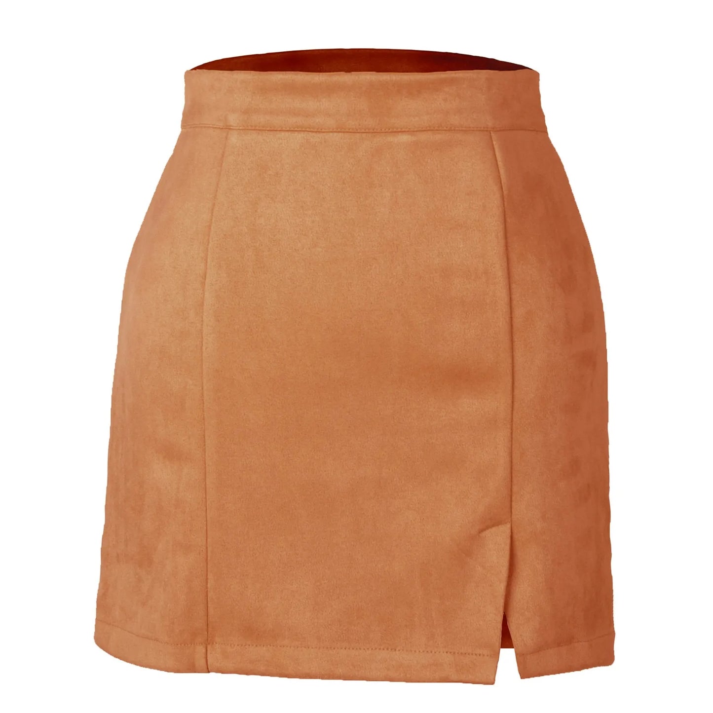 Skirts For Woman Women'S High Waist Faux Suede Side Split Short Skirt Roupas Femininas Traf Women 2024 Faldas  Mujeres New