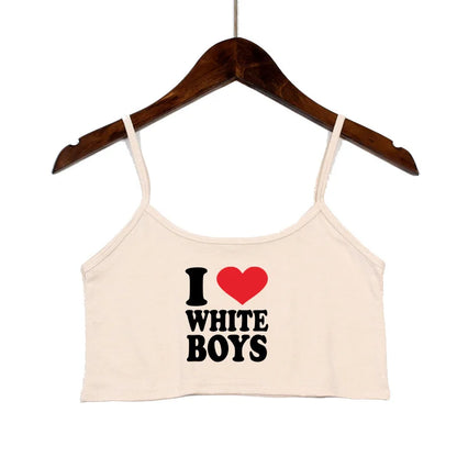 Sexy Tops for Women Hot Girls Clothes I Love BWC Black Crop Top Seamless Sleeveless Tank Tops Camis Backless Camisole White Top