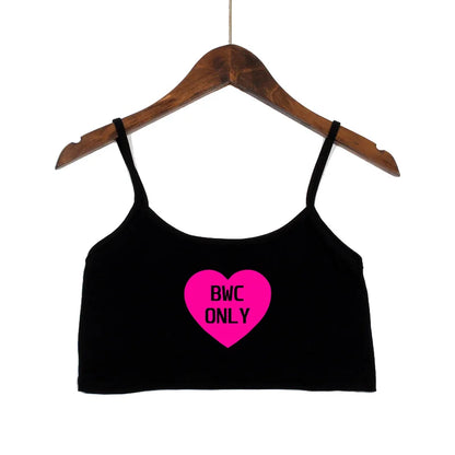 Sexy Tops for Women Hot Girls Clothes I Love BWC Black Crop Top Seamless Sleeveless Tank Tops Camis Backless Camisole White Top
