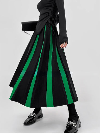 Long Skirts for Women Winter Knitted A-LINE Skirt Black White Luxury Elegant Women's Skirts Fashion 2025 High Waist Slim Skirts