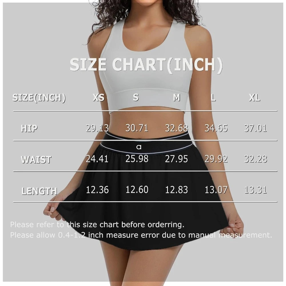 Tennis Skirts for Women with Shorts and Pocket Golf Mini Skirts Athletic Skorts for Sports Running black and white
