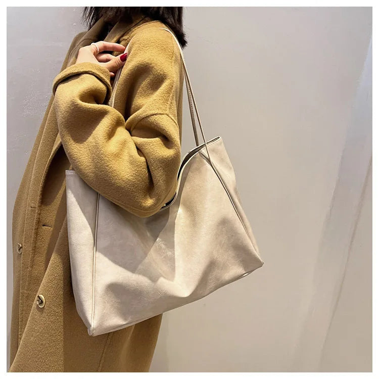 Women Tote Bag Fashion Underarm Pouch Large Capacity Soft Pu Leather Shoulder Bag Retro Crossbody Bag Casual Portable BucketBags