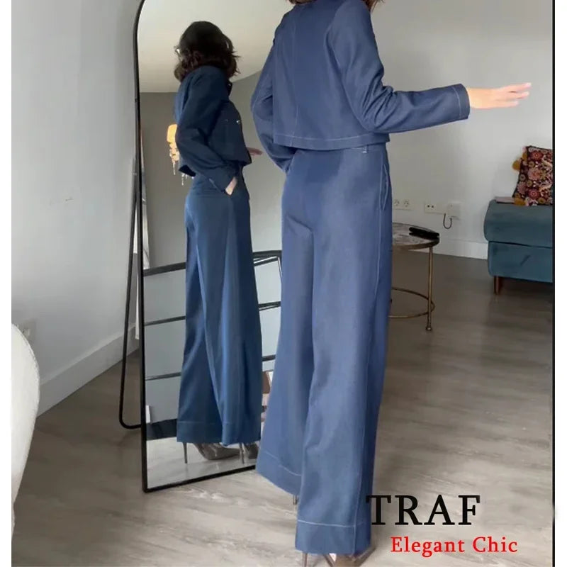 MUJER Women's Jeans Sets Woman Outfits Blue Baggy Jeans Woman High Waist Jeans for Women Suits Streetwear Jackets Denim Outfits