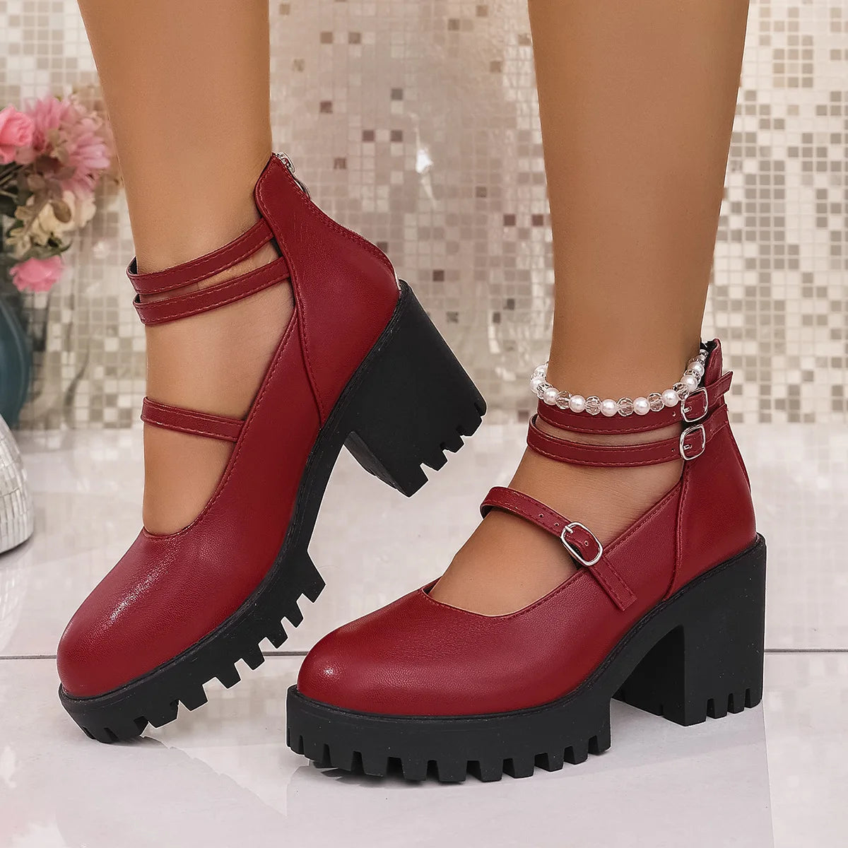 High Heels Women Mary Janes Shoes Woman Platform Fashion Sandals Women Summer New Dress Lolita Shoes Chunky Pumps Zapatos Mujer