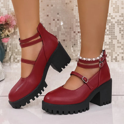 High Heels Women Mary Janes Shoes Woman Platform Fashion Sandals Women Summer New Dress Lolita Shoes Chunky Pumps Zapatos Mujer
