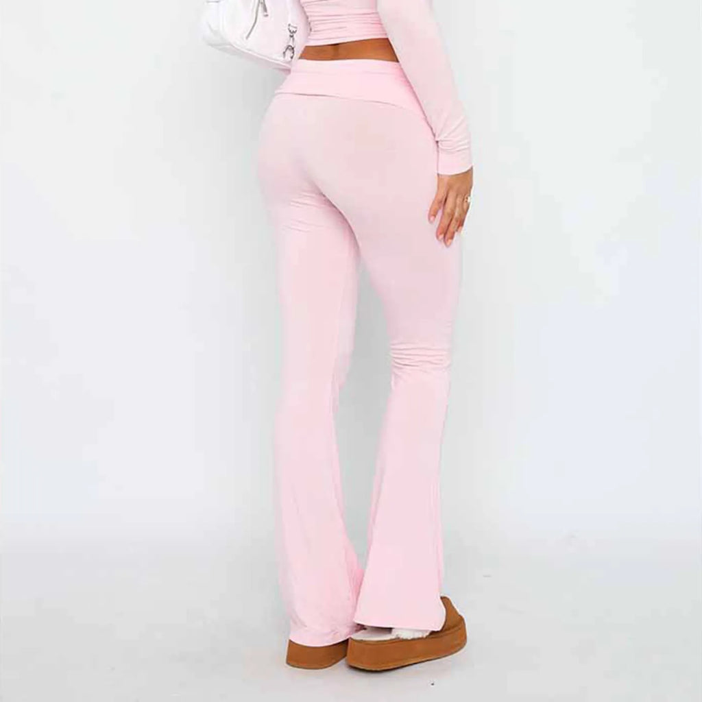 Long Pants Women Fashion Trousers Solid Elastic Leggings Flare Bottoms High Waist Wide Leg Athletic Yoga Bell Pants Summer