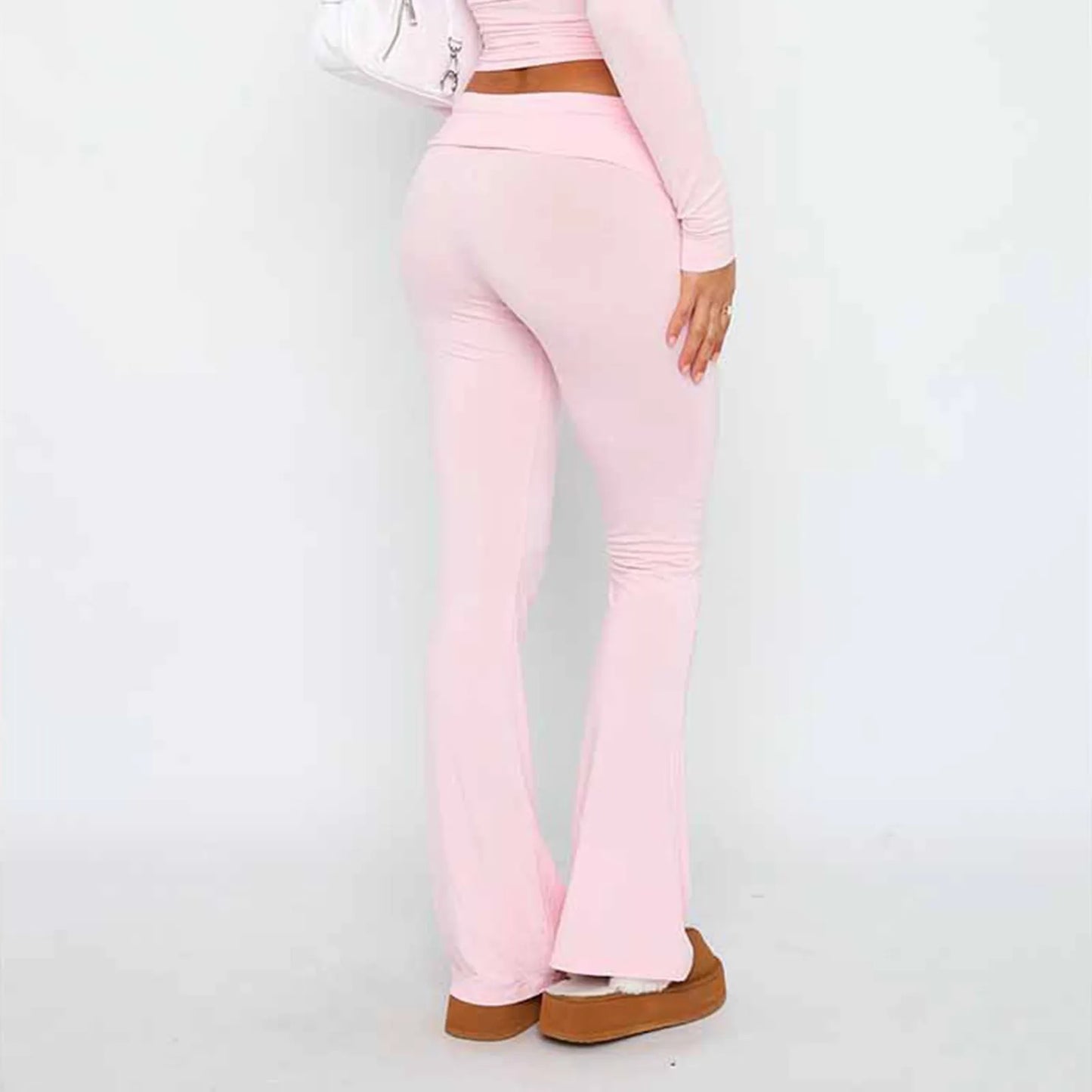 Long Pants Women Fashion Trousers Solid Elastic Leggings Flare Bottoms High Waist Wide Leg Athletic Yoga Bell Pants Summer