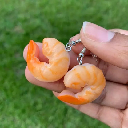 Realistic Shrimp Earrings Handmade Cute and Funny Earrings Food Earrings