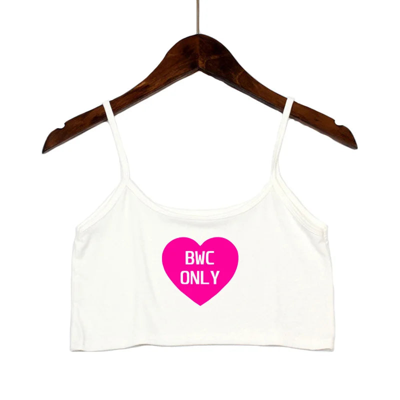 Sexy Tops for Women Hot Girls Clothes I Love BWC Black Crop Top Seamless Sleeveless Tank Tops Camis Backless Camisole White Top