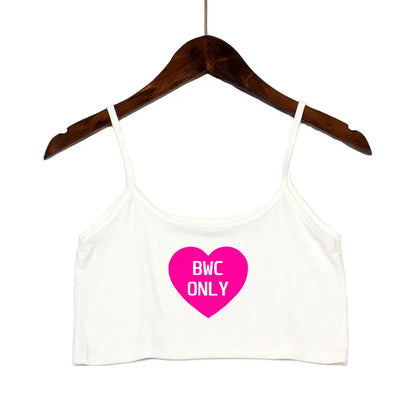 Sexy Tops for Women Hot Girls Clothes I Love BWC Black Crop Top Seamless Sleeveless Tank Tops Camis Backless Camisole White Top