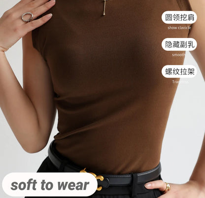 Women's Pure Cotton High Strecth Sleeveless Top Scoop Neck Breathable Solid Versatile Basic Camisole T-shirt Hot Tops for Women