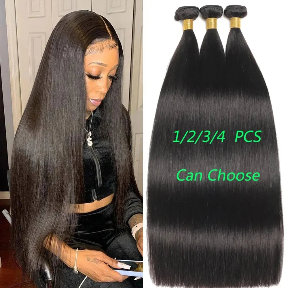 12A Brazilian Bone Straight Hair Bundles Wholesale Cheap Natural Color 100% Virgin Human Hair Extensions For Black Women