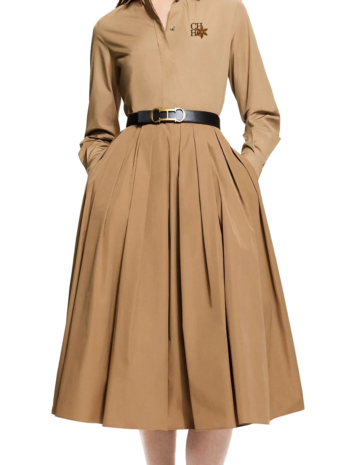 New Women Skirts Sets Long Sleeved Shirts Embroidery Design A Line Pleated Skirt Temperament Casual Office Ladies Skirts Suits