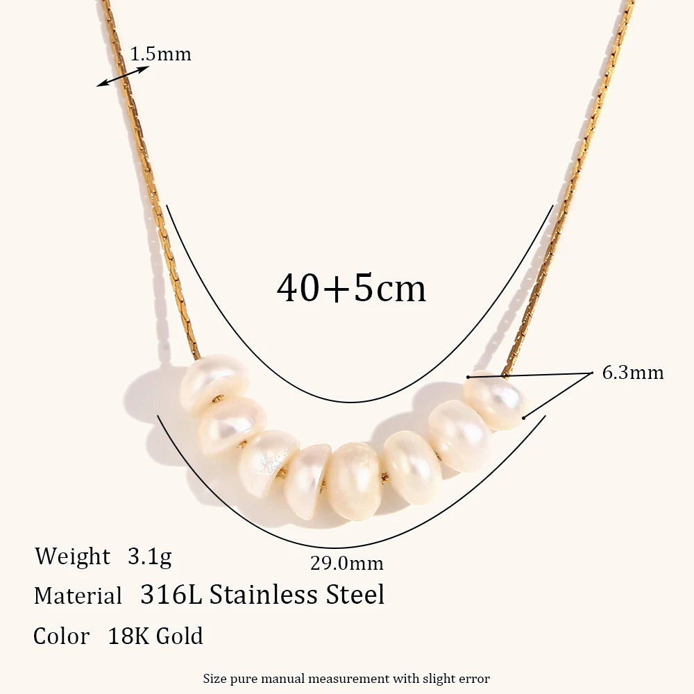 La.Muses Natural Pearl Beads Chic Elegant Exquisite Necklace Thin Chain Stainless Steel Minimalist Charm Collar Jewelry Women