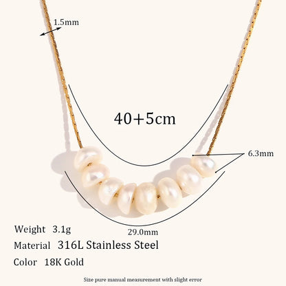 La.Muses Natural Pearl Beads Chic Elegant Exquisite Necklace Thin Chain Stainless Steel Minimalist Charm Collar Jewelry Women
