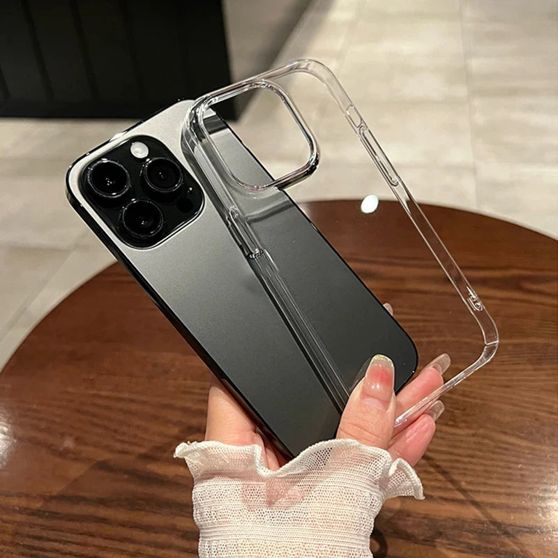Luxury Shockproof Clear Bumper Cases For iPhone 16 15 14 13 12 11 Pro Max Plus Transparent Soft Acrylic Phone Cover Accessories
