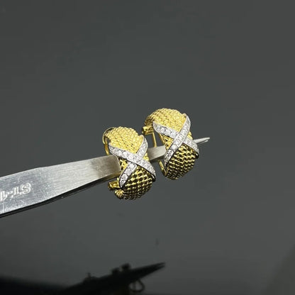 S925 sterling silver X-shaped earrings exquisite jewelry is a must-have choice for gatherings, banquets, and parties