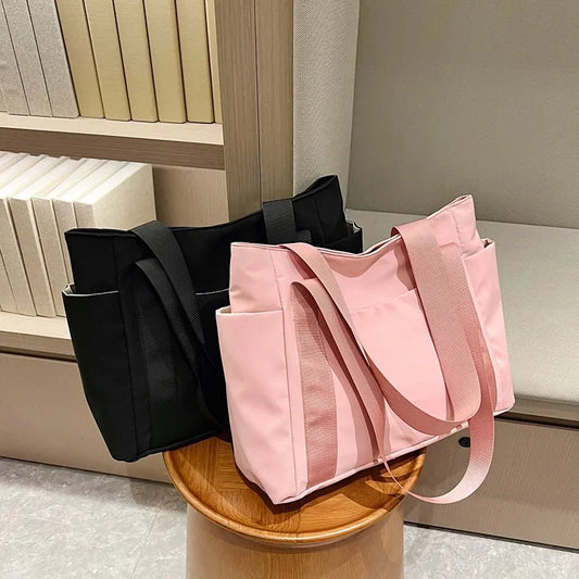Women's Bag Solid Color Tote Bag Commuting Shoulder Bag Leisure Simple Mommy Go Out Bag Large Capacity Nylon Handbag