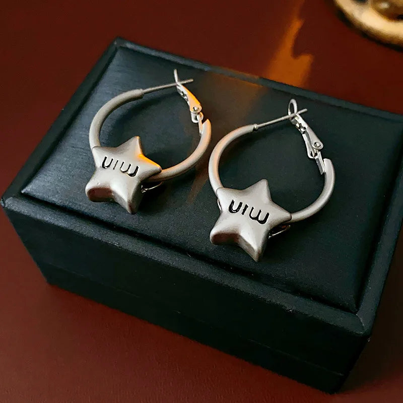 European and American Style Letter Round Ear Rings,fashionable and Versatile for Commuting,simple and Elegant Earrings for Women