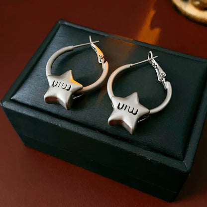 European and American Style Letter Round Ear Rings,fashionable and Versatile for Commuting,simple and Elegant Earrings for Women